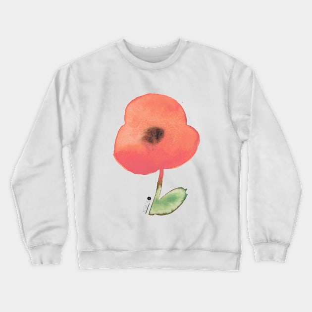 Red Poppy Crewneck Sweatshirt by EmilieGeant